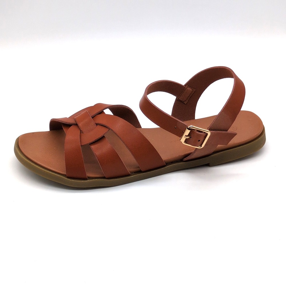 Wild Diva Shoes Womens Evie-17 Brown 6.5 Strappy Sandal Buckle Flat Comfort NEW